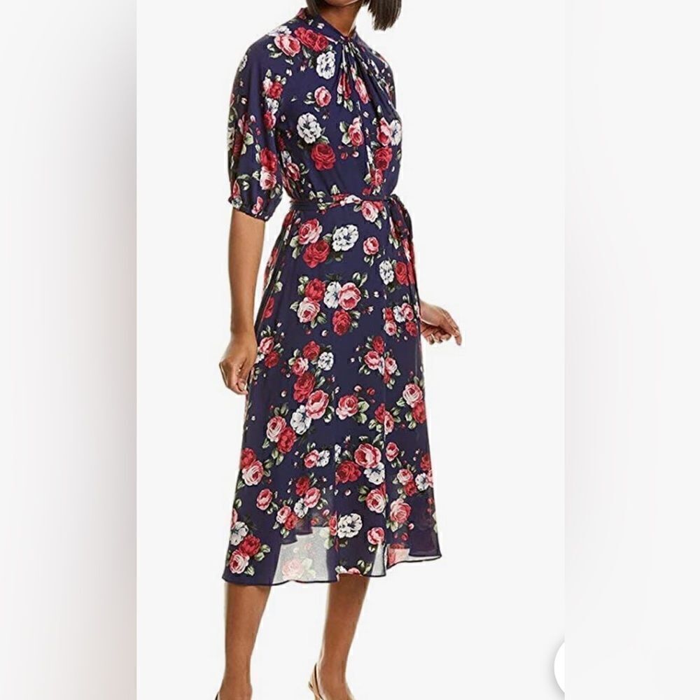 Donna Morgan Women's Print Twist Neck Short Sleeve Fit & Flare size 12